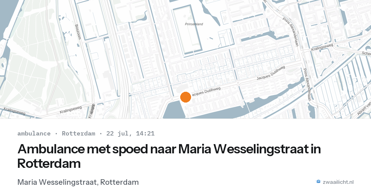 Ambulance met spoed naar Maria Wesselingstraat in Rotterdam — 22 jul 2026