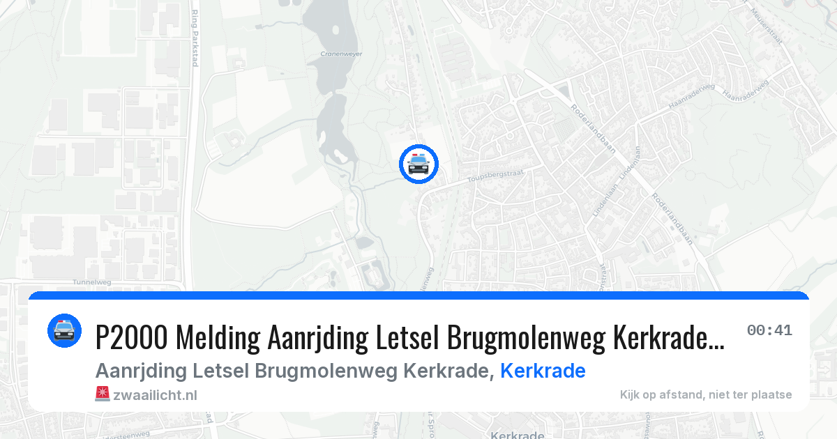 P2000 Melding Aanrjding Letsel Brugmolenweg Kerkrade, Kerkrade — 19 jun 2026