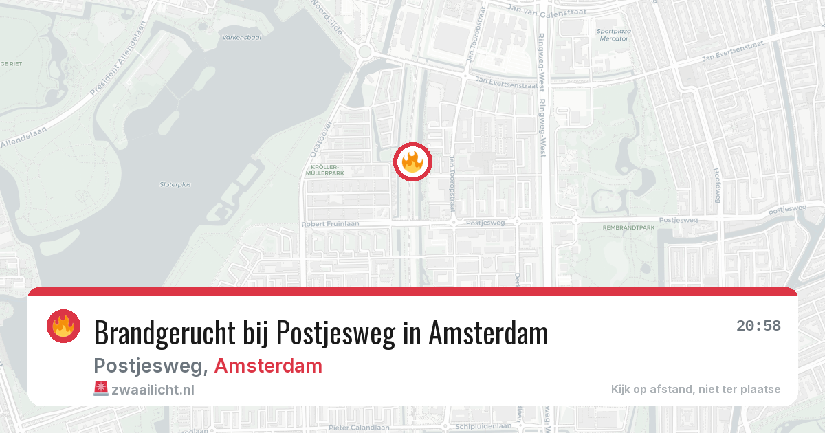 Brandgerucht bij Postjesweg in Amsterdam — 28 mei 2026