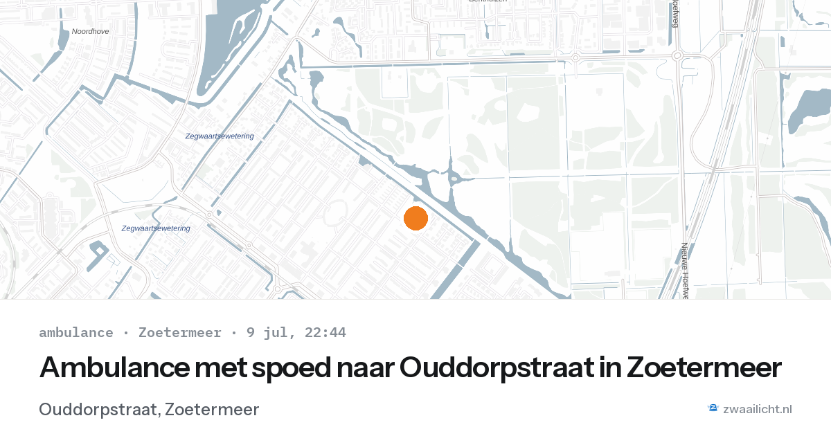 Ambulance met spoed naar Ouddorpstraat in Zoetermeer — 9 jul 2026