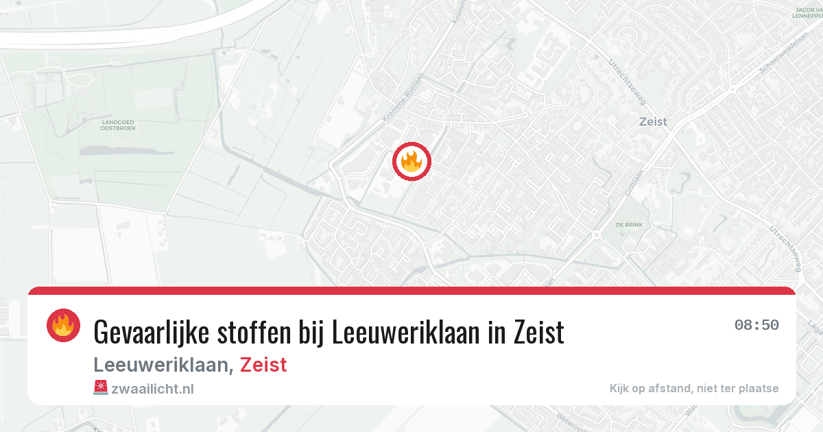 Gevaarlijke stoffen bij Leeuweriklaan in Zeist — 6 jul 2026