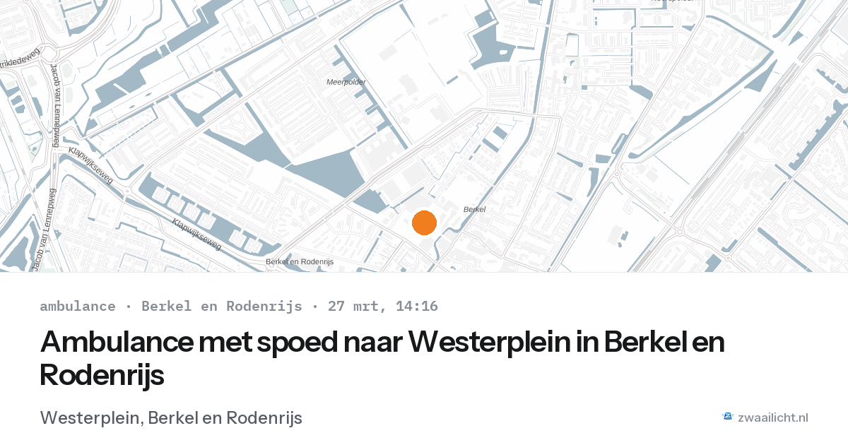 Ambulance met spoed naar Westerplein in Berkel en Rodenrijs — 27 mrt 2026