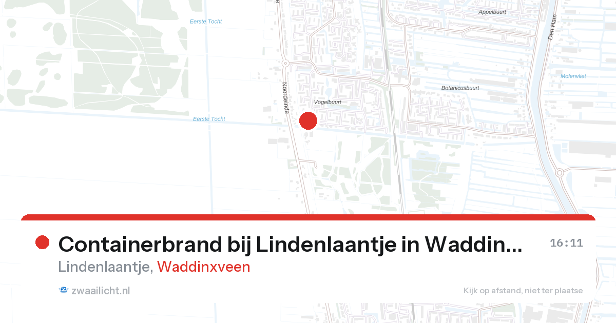 Containerbrand bij Lindenlaantje in Waddinxveen — 25 mrt 2026