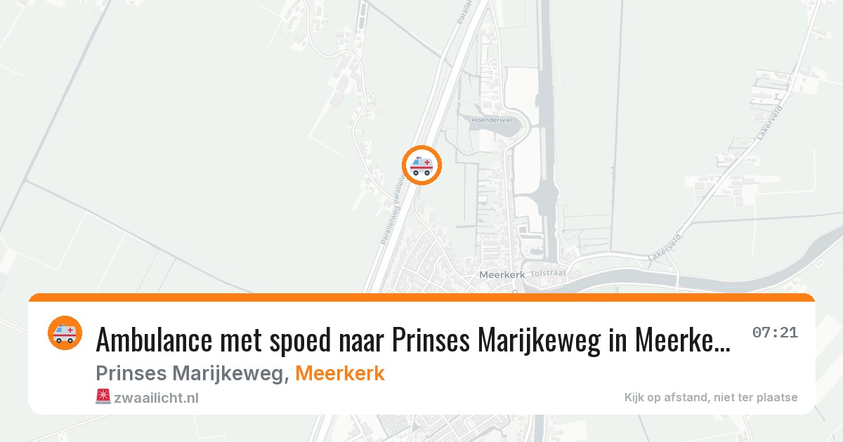 Ambulance met spoed naar Prinses Marijkeweg in Meerkerk — 25 mei 2026