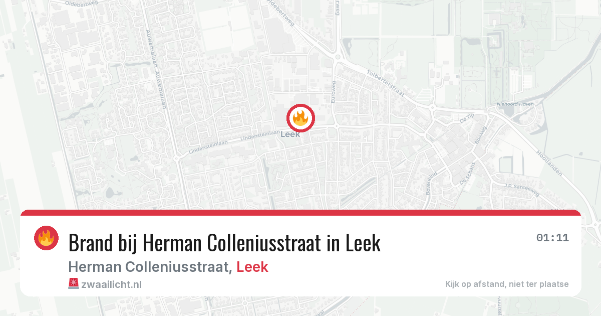 Brand bij Herman Colleniusstraat in Leek — 7 mrt 2026