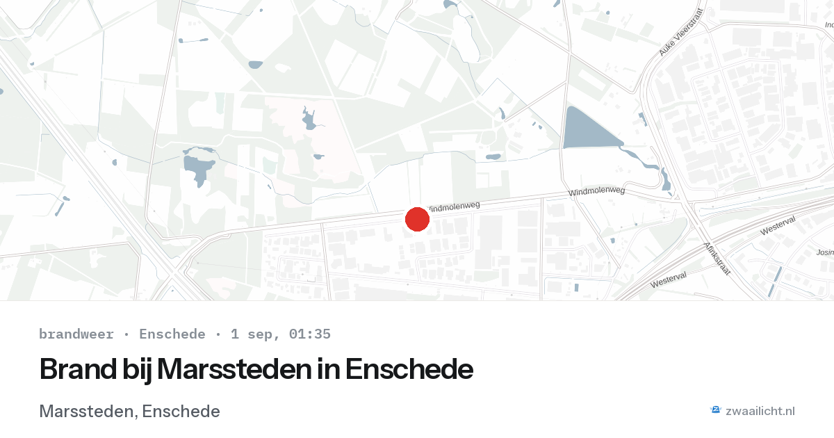 Brand bij Marssteden in Enschede — 31 aug 2026