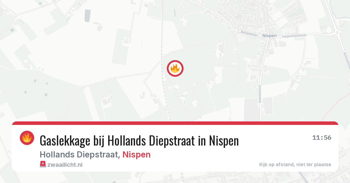 Gaslekkage bij Hollands Diepstraat in Nispen — 16 feb 2026