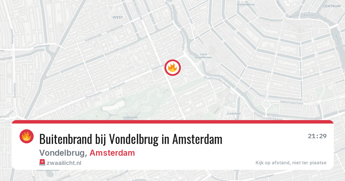 Buitenbrand bij Vondelbrug in Amsterdam — 15 jun 2026