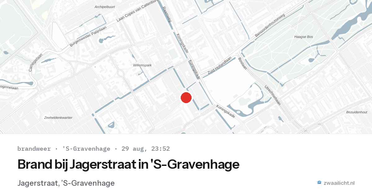 Brand bij Jagerstraat in 'S-Gravenhage — 29 aug 2026