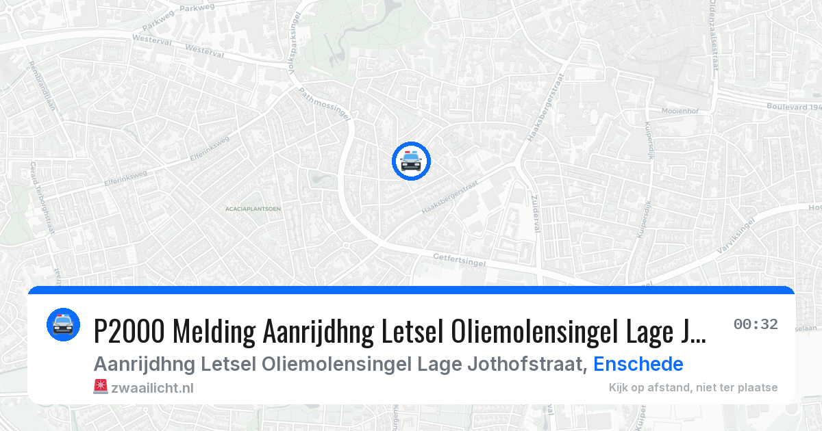 P2000 Melding Aanrijdhng Letsel Oliemolensingel Lage Jothofstraat, Enschede — 26 jun 2026