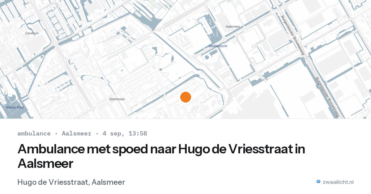 Ambulance met spoed naar Hugo de Vriesstraat in Aalsmeer — 4 sep 2026