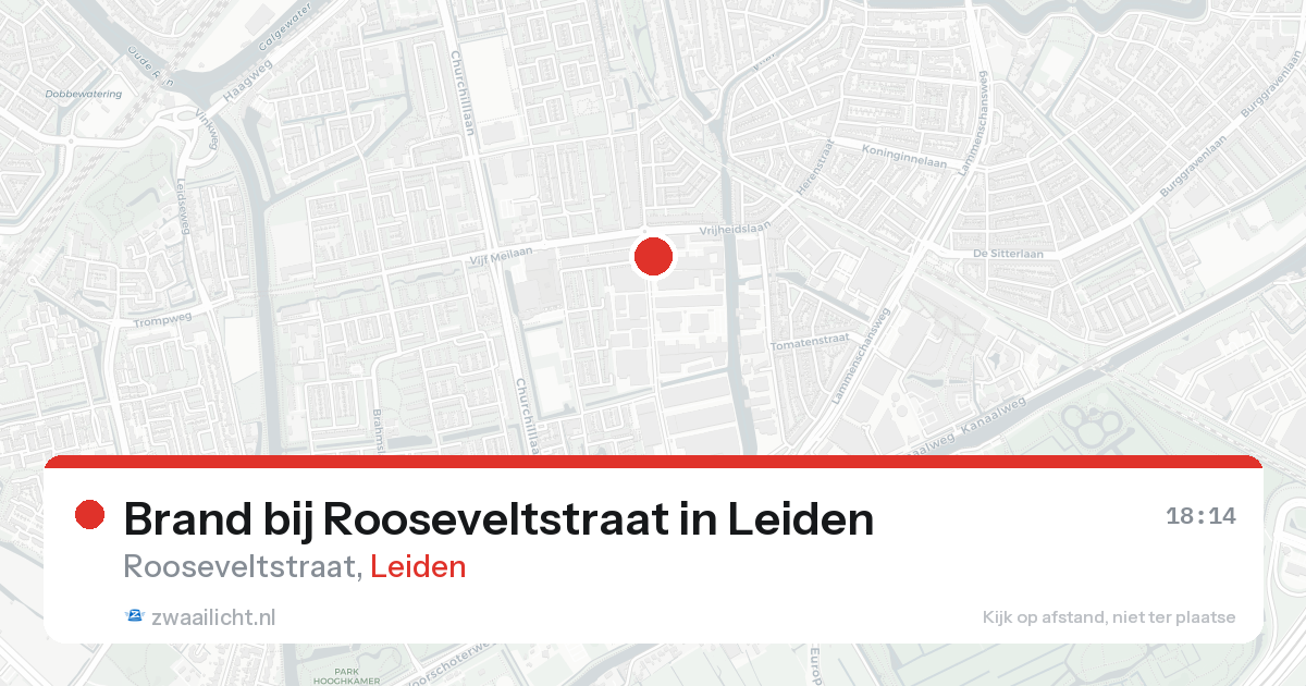Brand bij Rooseveltstraat in Leiden — 16 aug 2026