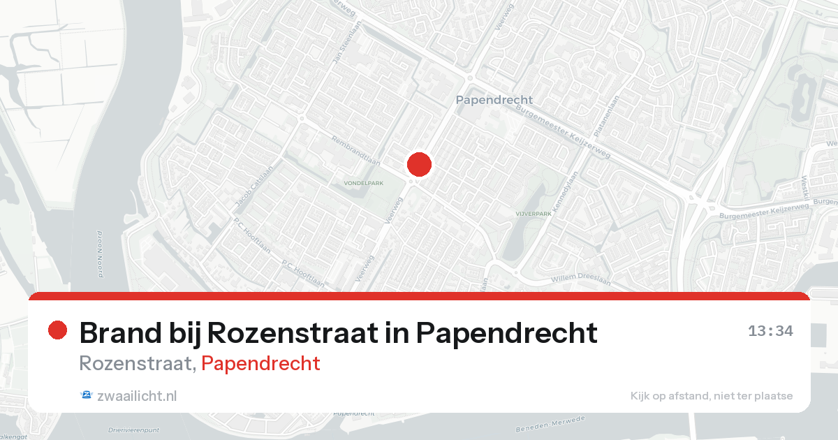Brand bij Rozenstraat in Papendrecht — 15 aug 2026