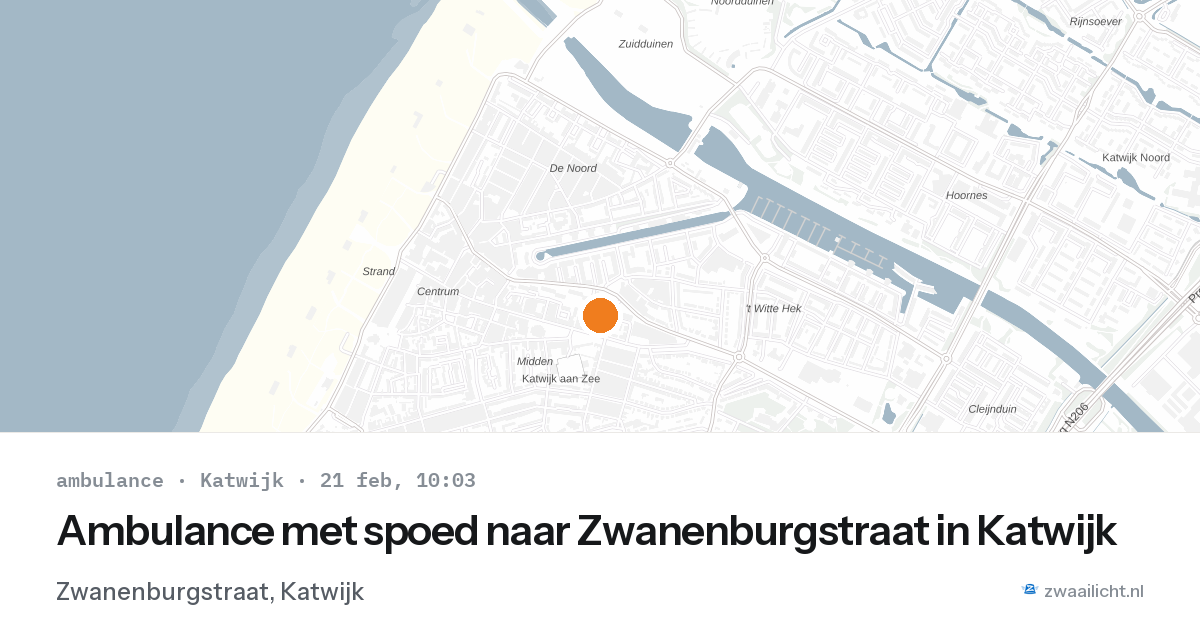 Ambulance met spoed naar Zwanenburgstraat in Katwijk — 21 feb 2026