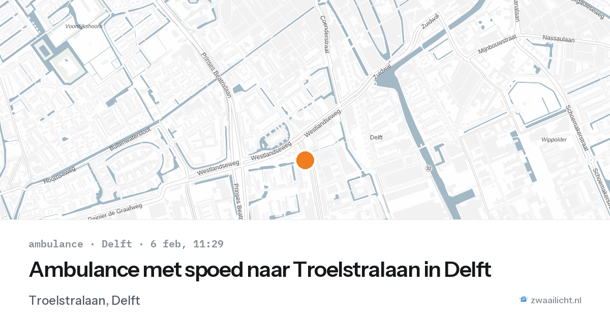 Ambulance met spoed naar Troelstralaan in Delft — 6 feb 2026