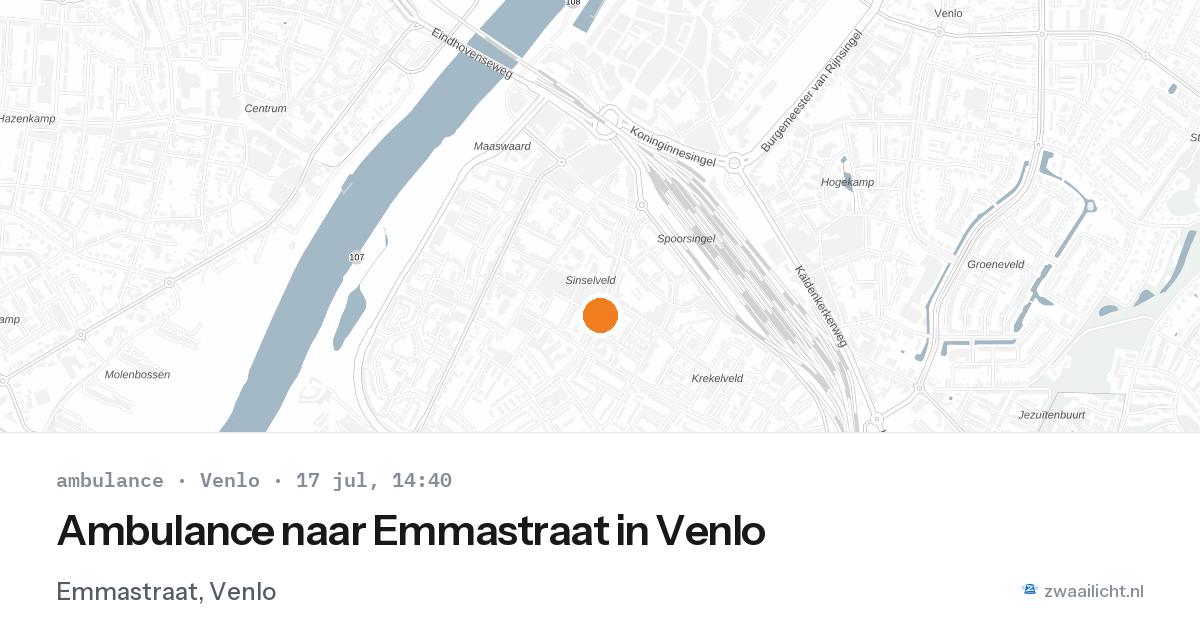 Ambulance naar Emmastraat in Venlo — 17 jul 2026