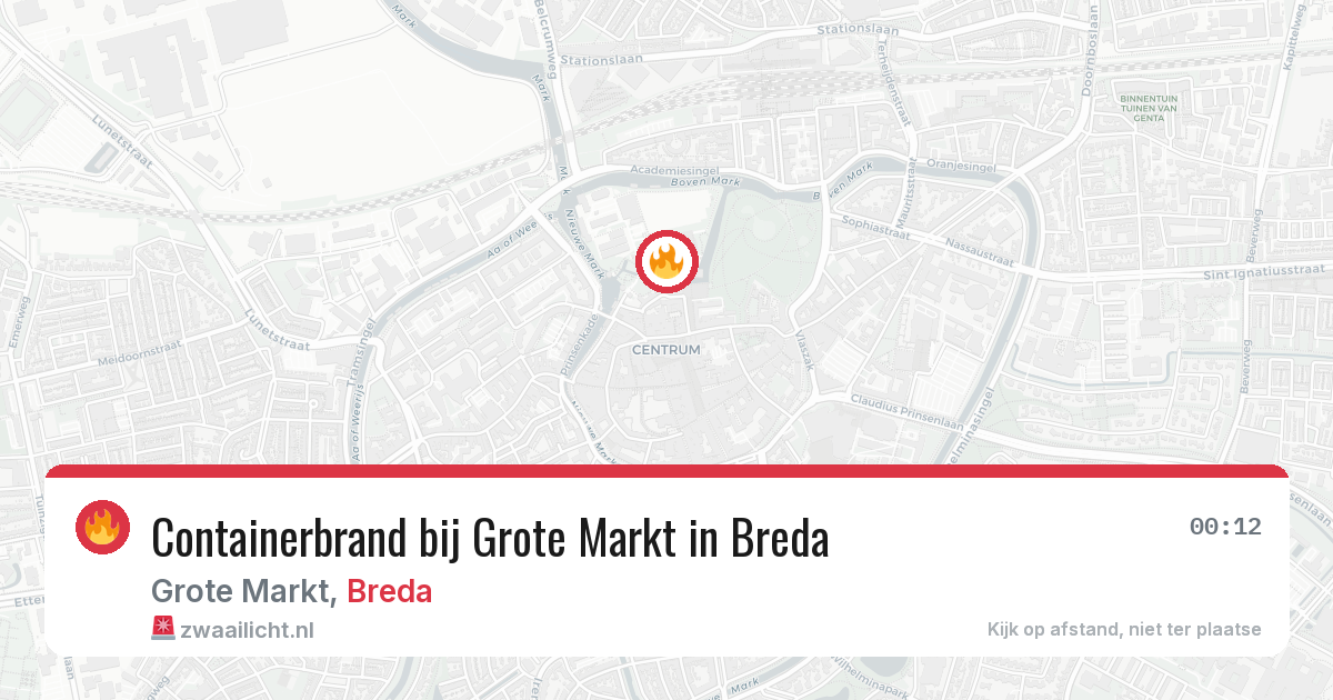 Containerbrand bij Grote Markt in Breda — 12 mrt 2026
