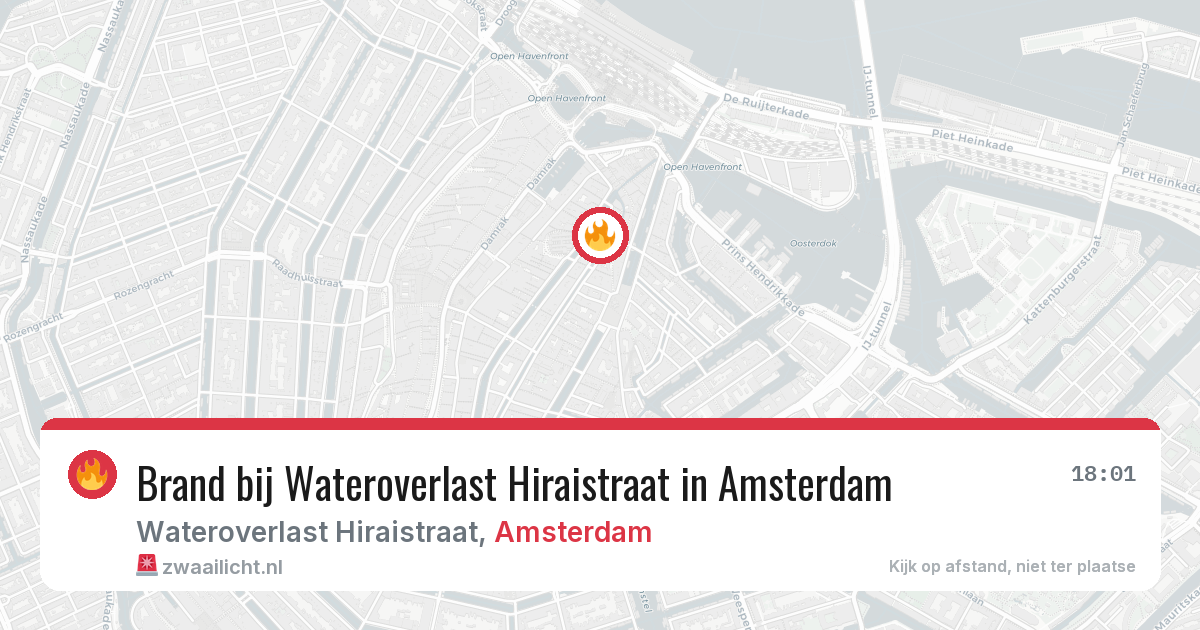 Brand bij Wateroverlast Hiraistraat in Amsterdam — 17 mei 2026