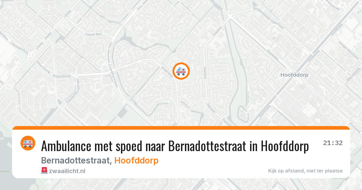 Ambulance met spoed naar Bernadottestraat in Hoofddorp — 3 aug 2026