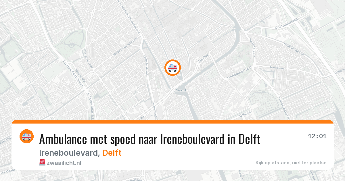 Ambulance met spoed naar Ireneboulevard in Delft — 28 mei 2026