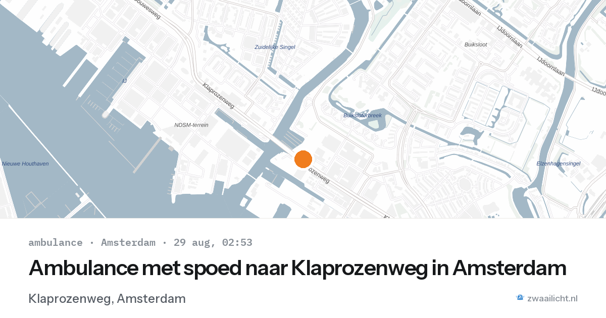 Ambulance met spoed naar Klaprozenweg in Amsterdam — 29 aug 2026