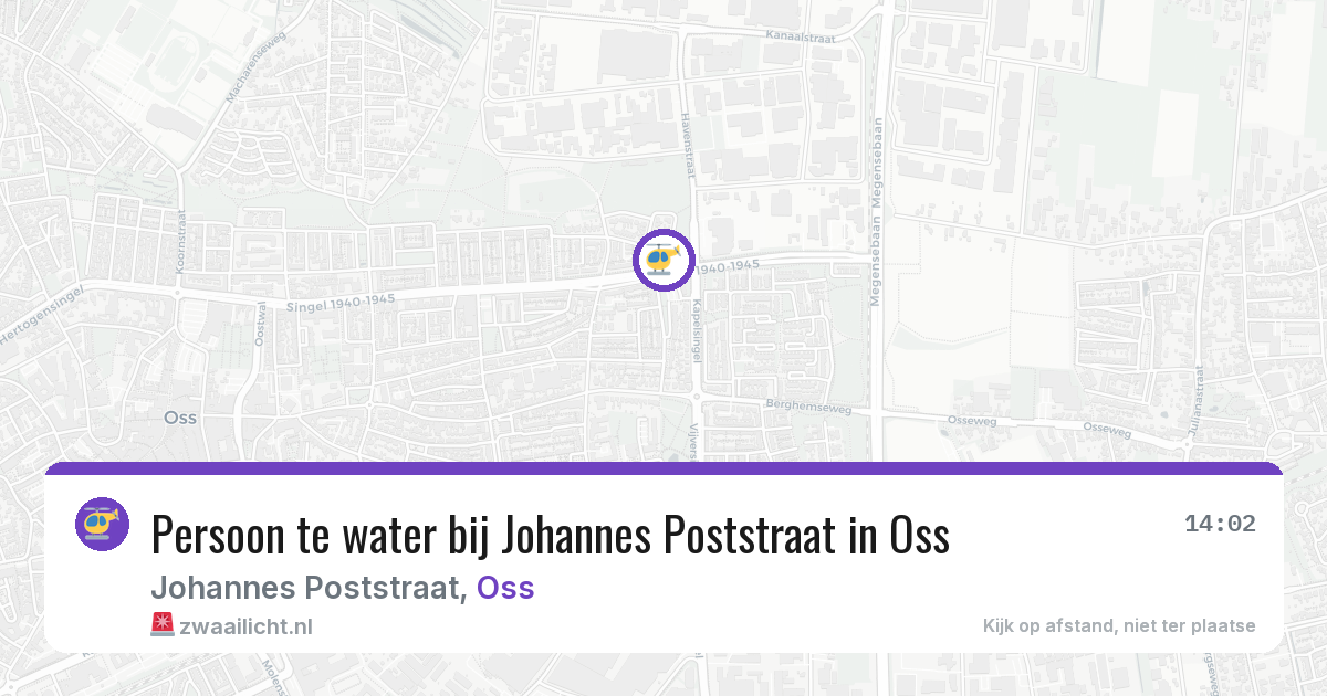 Persoon te water bij Johannes Poststraat in Oss — 23 jun 2026