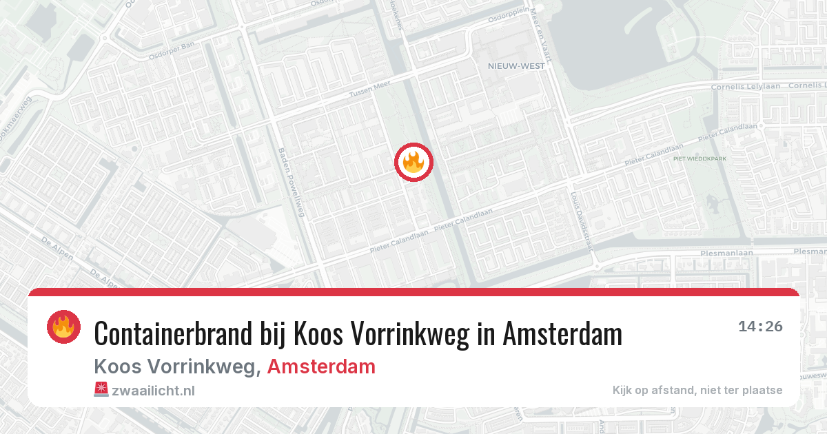 Containerbrand bij Koos Vorrinkweg in Amsterdam — 31 jul 2026