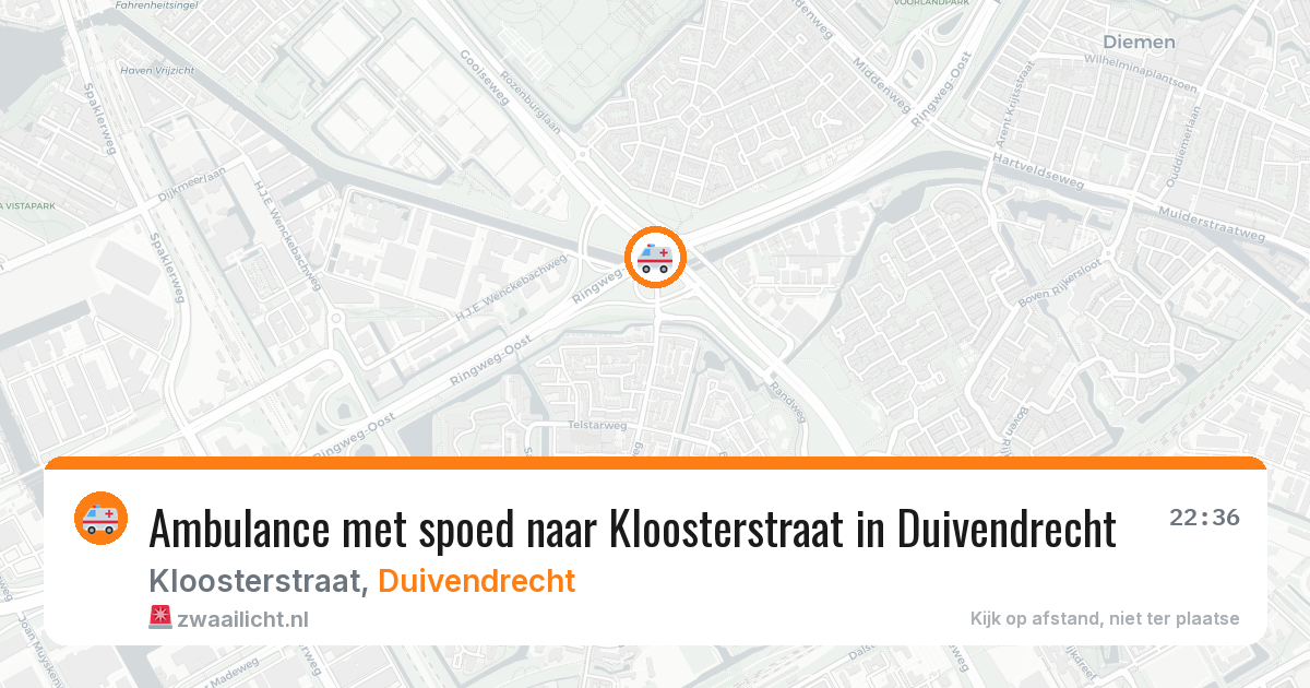 Ambulance met spoed naar Kloosterstraat in Duivendrecht — 28 mrt 2026