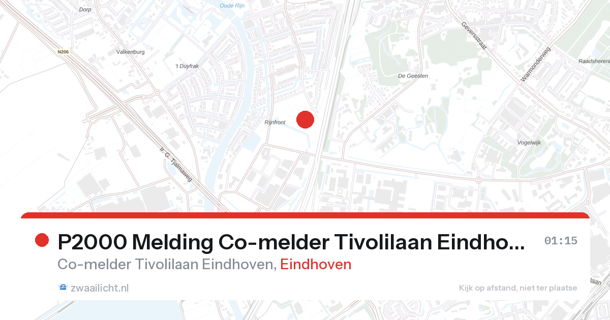 P2000 Melding Co-melder Tivolilaan Eindhoven, Eindhoven — 1 feb 2026