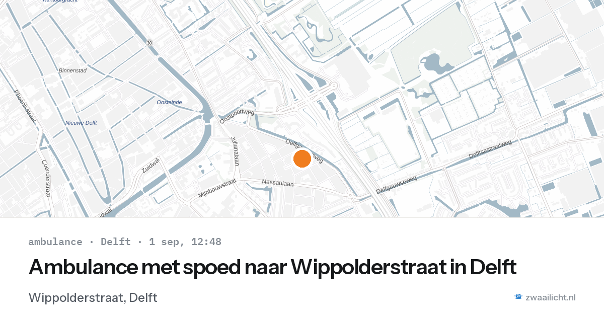 Ambulance met spoed naar Wippolderstraat in Delft — 1 sep 2026