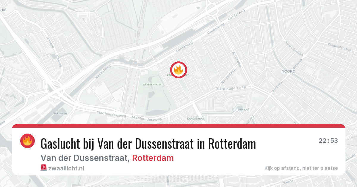 Gaslucht bij Van der Dussenstraat in Rotterdam — 28 jul 2026