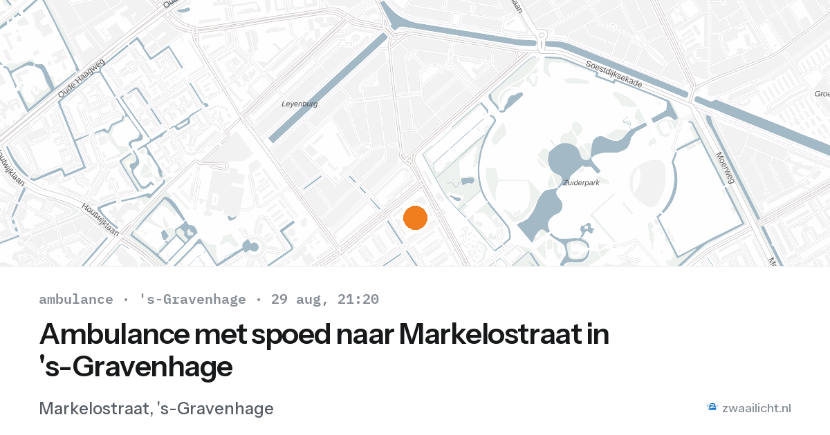 Ambulance met spoed naar Markelostraat in 's-Gravenhage — 29 aug 2026