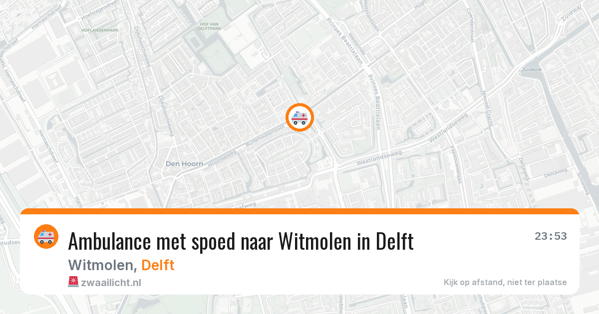 Ambulance met spoed naar Witmolen in Delft — 7 mei 2026
