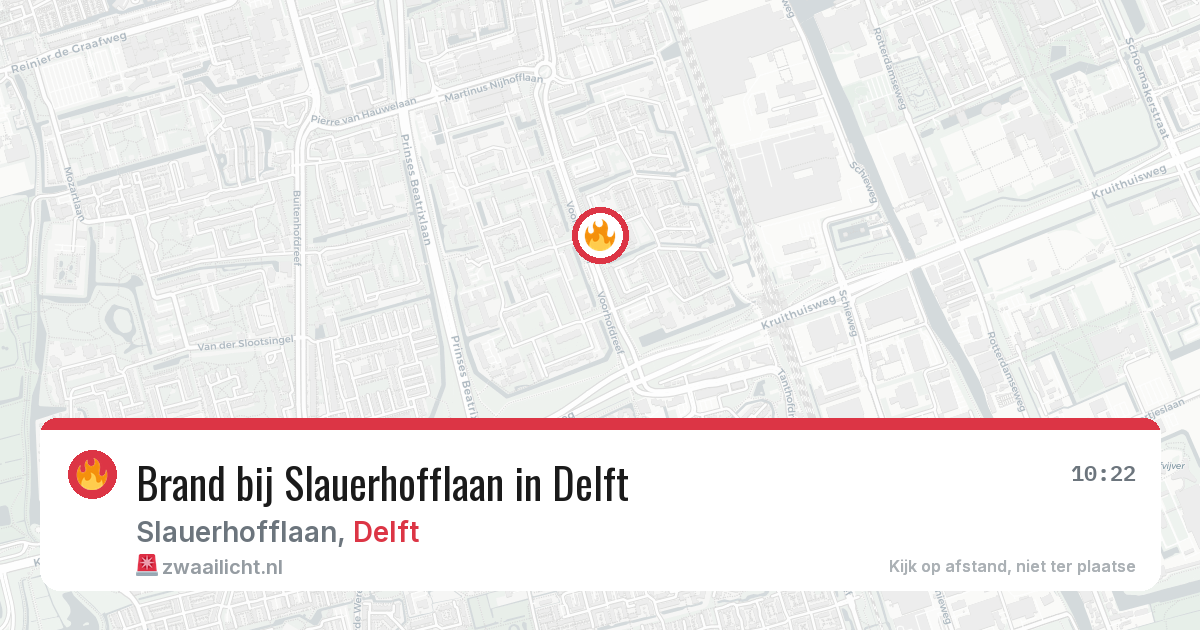 Brand bij Slauerhofflaan in Delft — 8 jun 2026