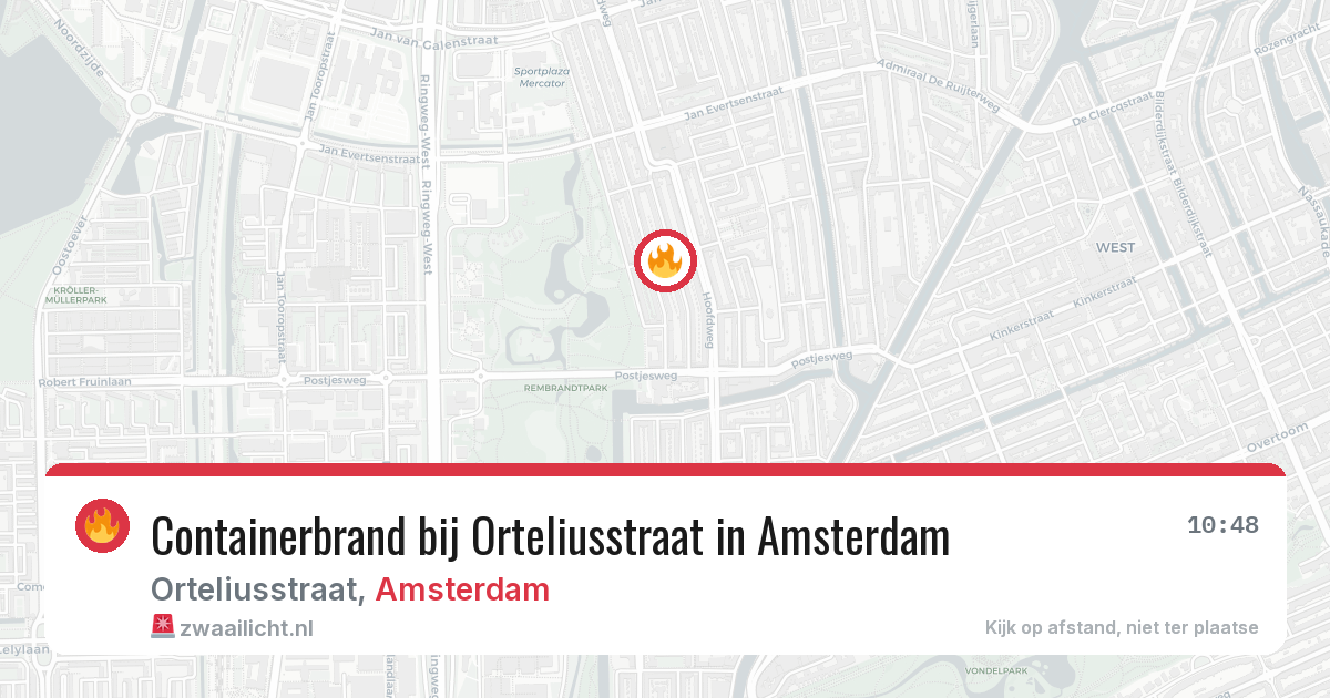 Containerbrand bij Orteliusstraat in Amsterdam — 19 mrt 2026
