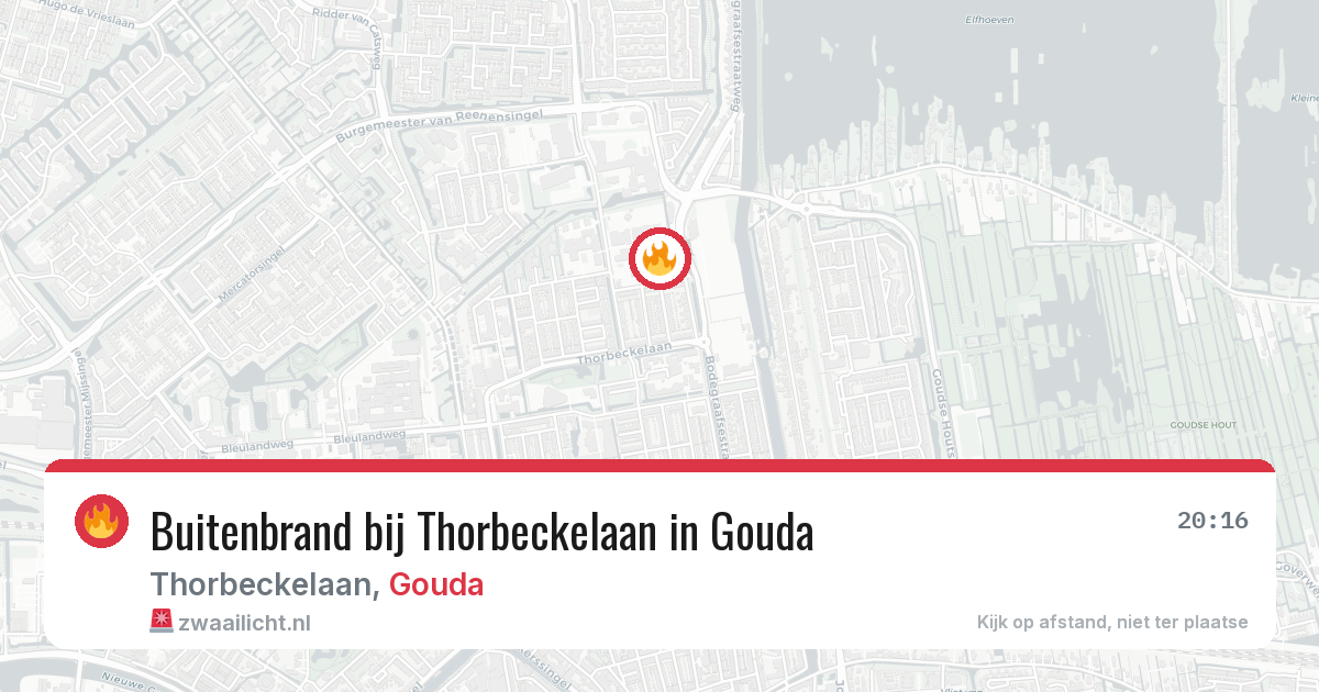 Buitenbrand bij Thorbeckelaan in Gouda — 16 mrt 2026