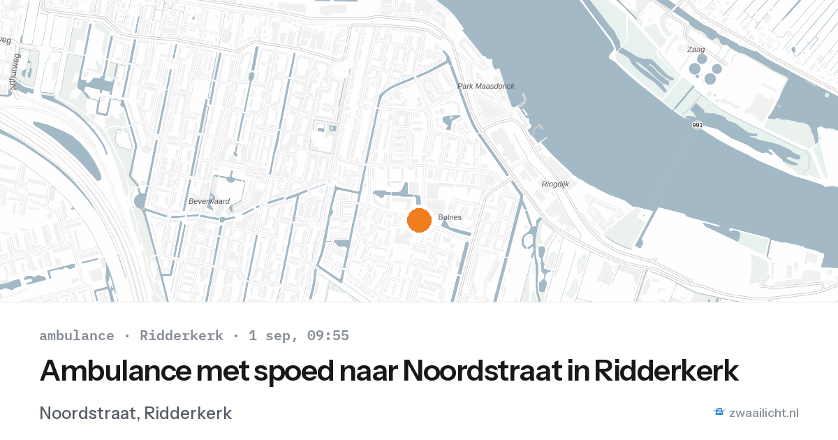Ambulance met spoed naar Noordstraat in Ridderkerk — 1 sep 2026