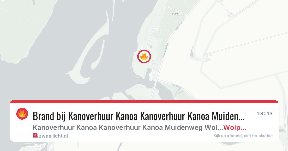 Brand bij Kanoverhuur Kanoa Kanoverhuur Kanoa Muidenweg Wolphaartsdijk in Wolphaartsdijk — 24 jun 2026