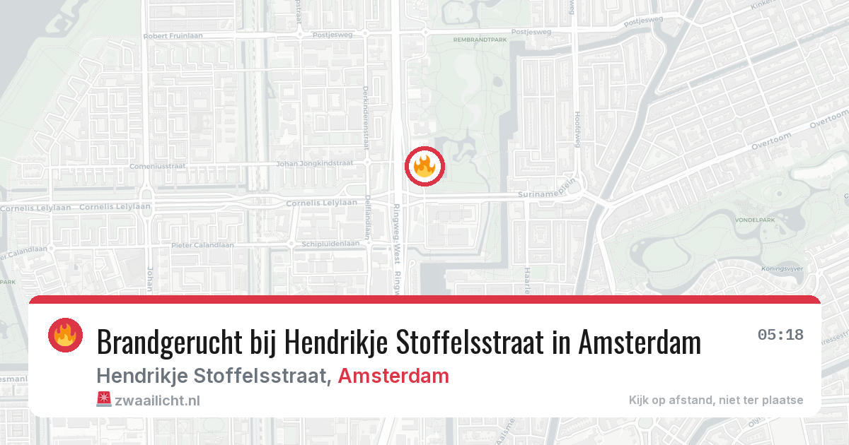 Brandgerucht bij Hendrikje Stoffelsstraat in Amsterdam — 29 jul 2026