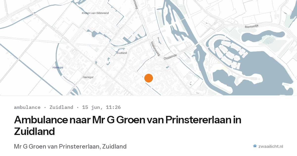 Ambulance naar Mr G Groen van Prinstererlaan in Zuidland — 15 jun 2026