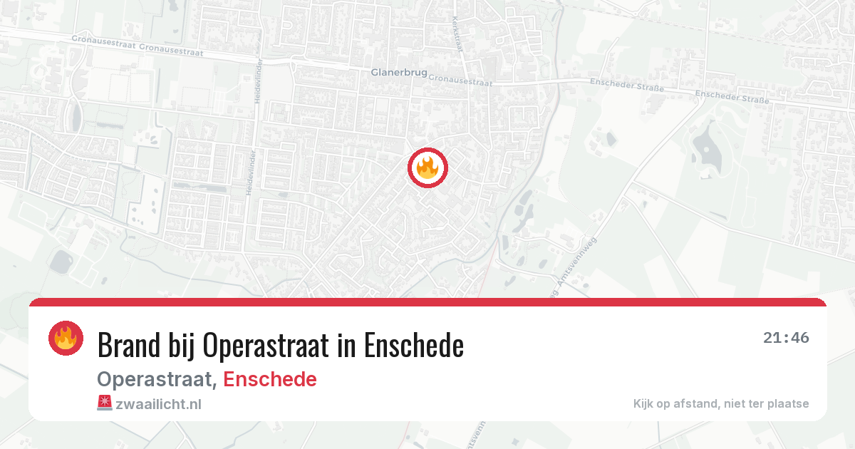 Brand bij Operastraat in Enschede — 8 aug 2026