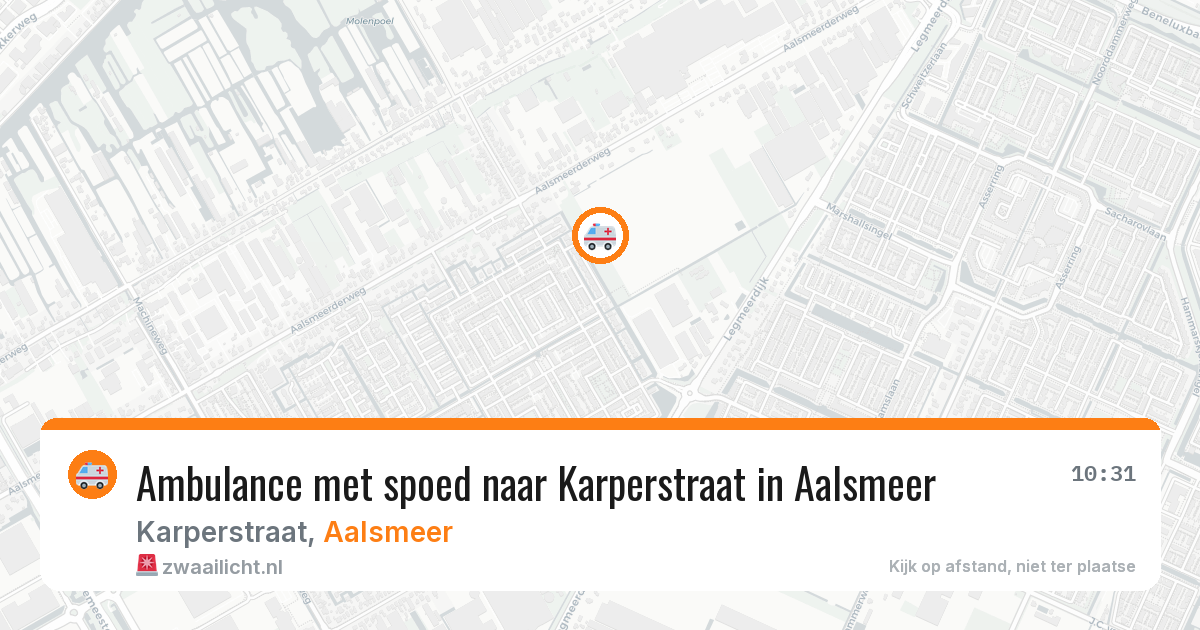 Ambulance met spoed naar Karperstraat in Aalsmeer — 31 mei 2026