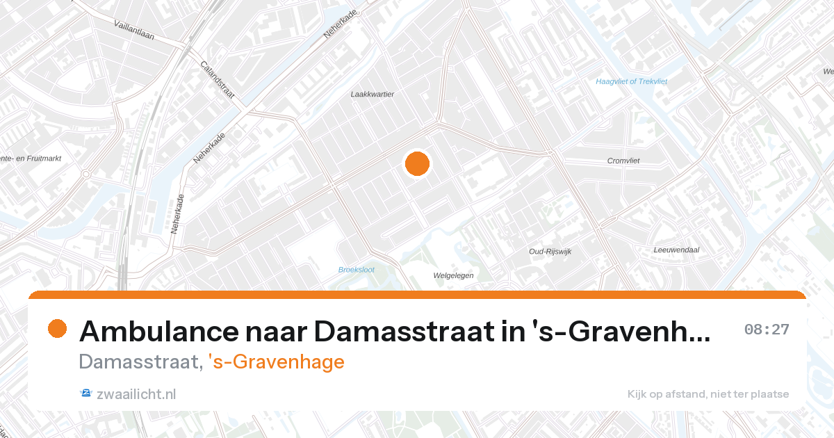 Ambulance naar Damasstraat in 's-Gravenhage — 27 aug 2026