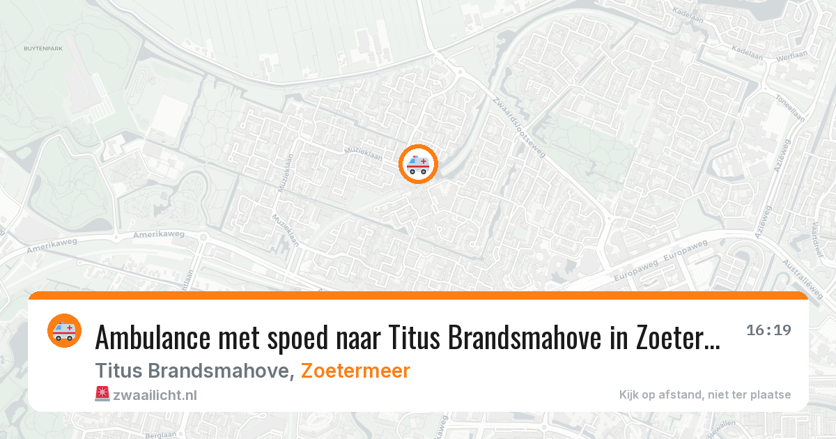 Ambulance met spoed naar Titus Brandsmahove in Zoetermeer — 10 aug 2026