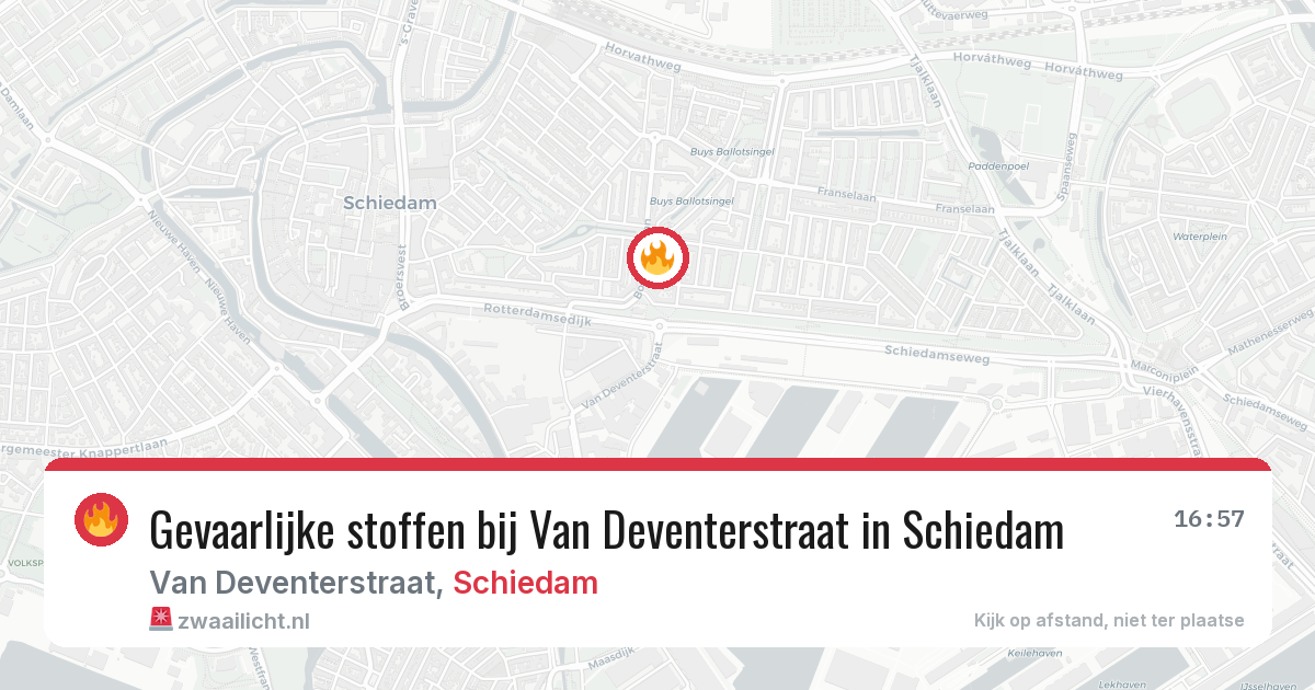 Gevaarlijke stoffen bij Van Deventerstraat in Schiedam — 23 jul 2026