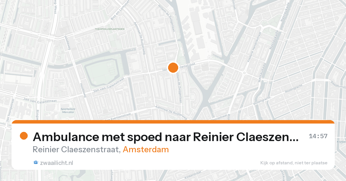 Ambulance met spoed naar Reinier Claeszenstraat in Amsterdam — 16 aug 2026