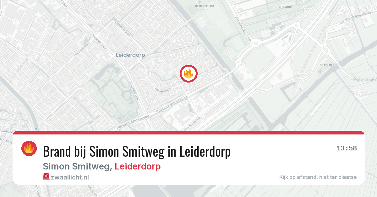 Brand bij Simon Smitweg in Leiderdorp — 9 aug 2026