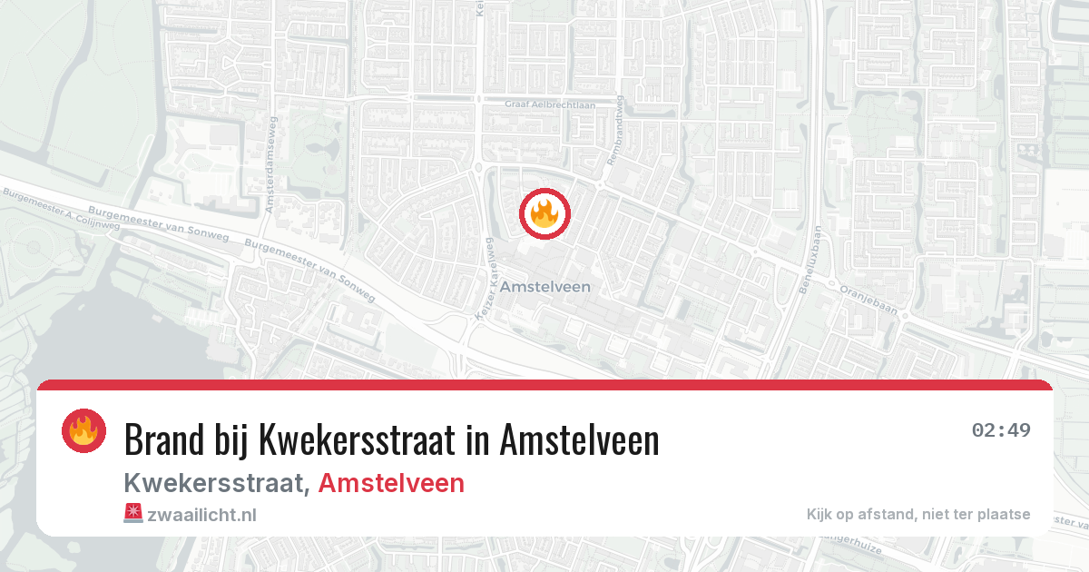 Brand bij Kwekersstraat in Amstelveen — 24 mei 2026
