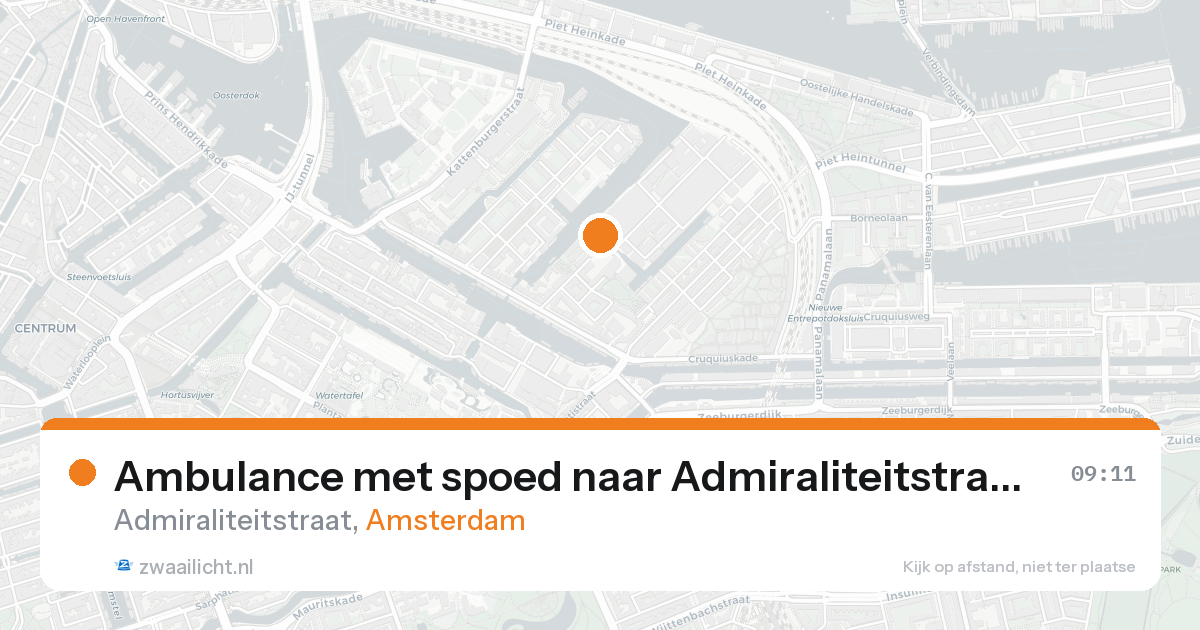 Ambulance met spoed naar Admiraliteitstraat in Amsterdam — 20 aug 2026