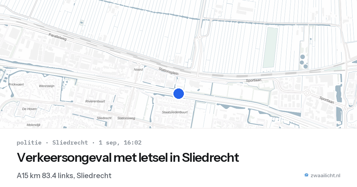 Verkeersongeval met letsel in Sliedrecht — 1 sep 2026